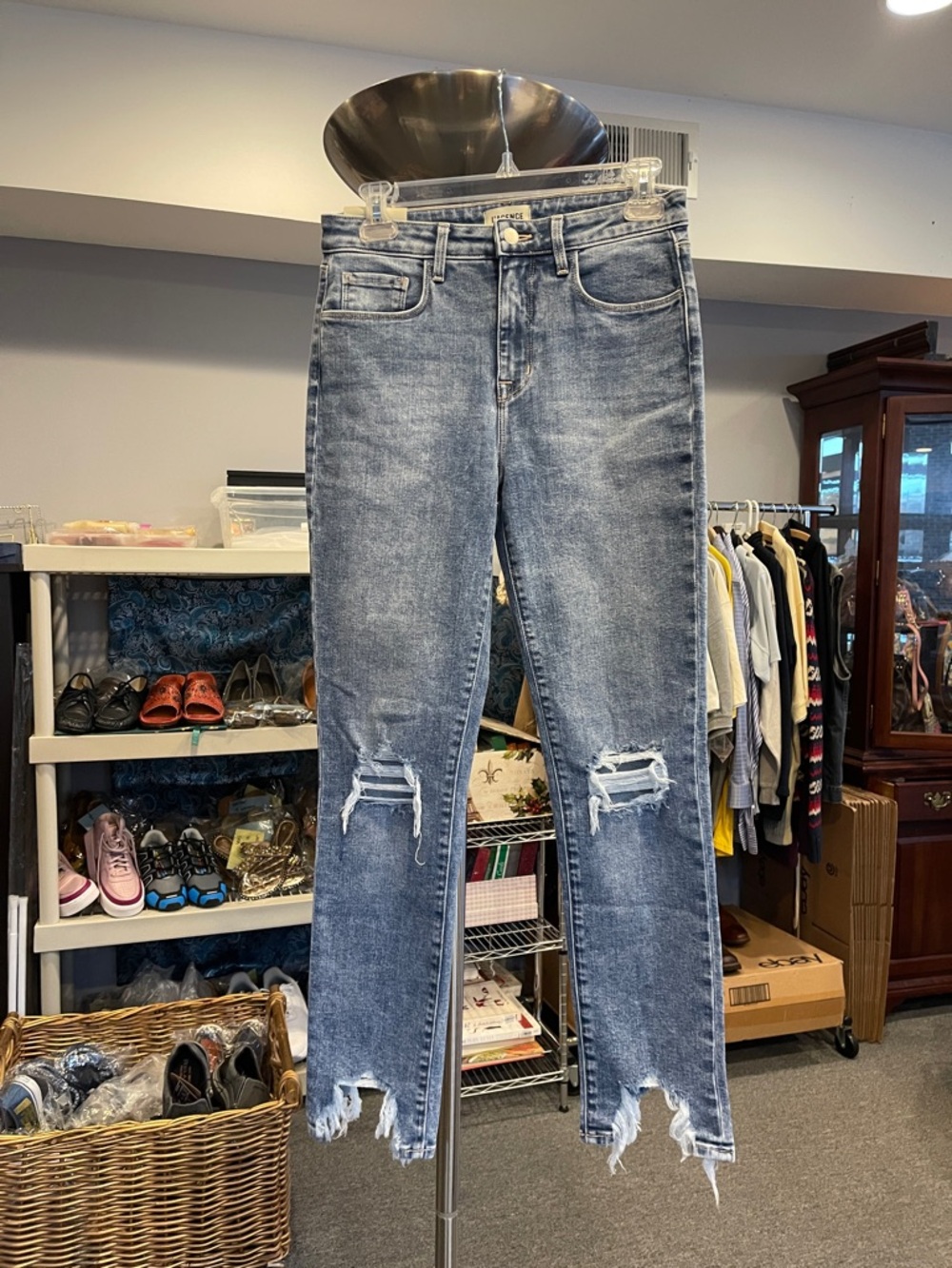 L’AGENCE NWT High Rise Straight Leg Distressed Jeans Size 26 Skinny Grunge